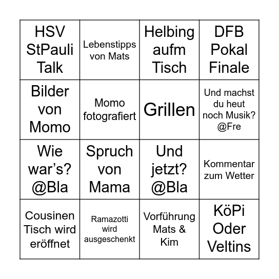 Sturm Bingo Card