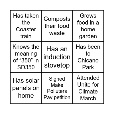May 25 Climate Bingo Card
