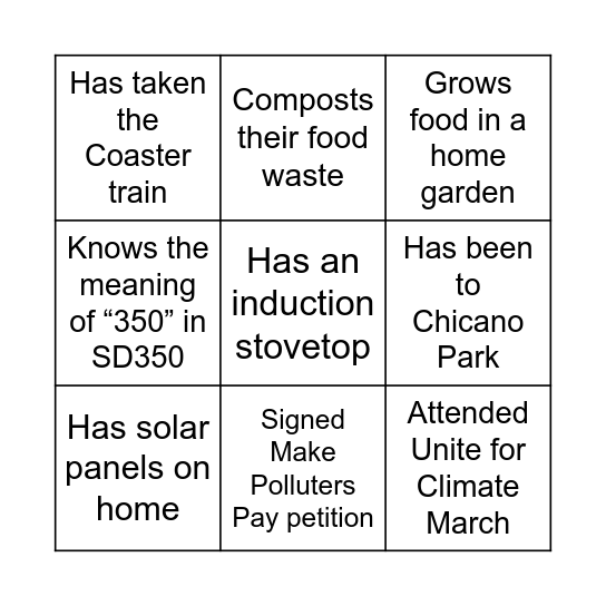 May 25 Climate Bingo Card