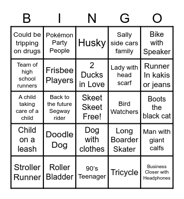 Greenway Park Bingo Card
