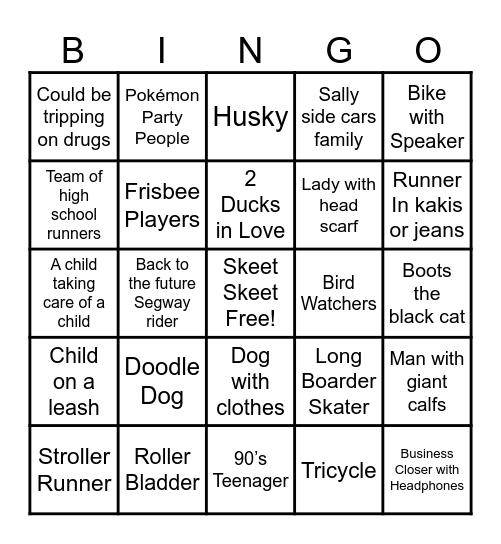 Greenway Park Bingo Card