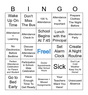 Attendance BINGO Card