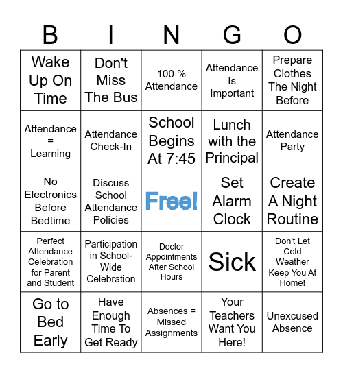 Attendance BINGO Card