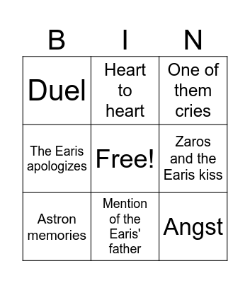 The Noble Trials Ep. 7 Bingo Card