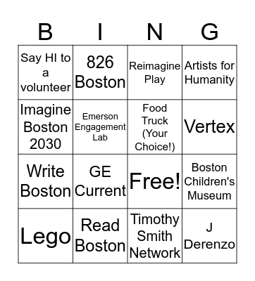 Build BPS Open House Bingo Card