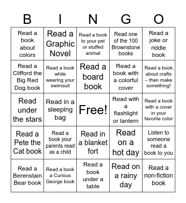 Summer Reading Bingo 2025 Bingo Card