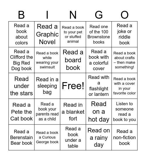 Summer Reading Bingo 2025 Bingo Card