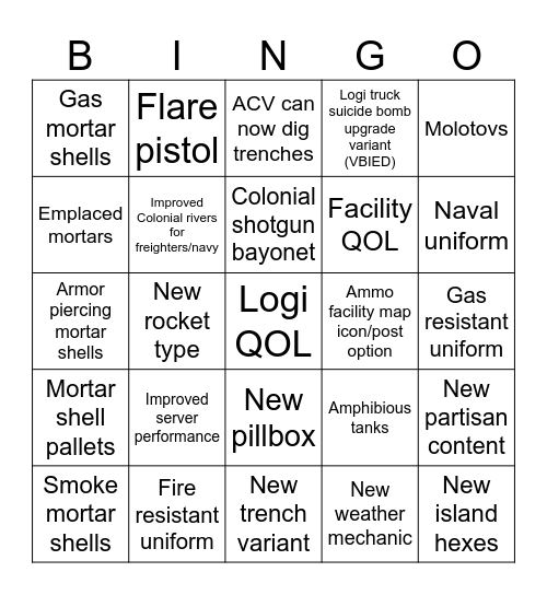 Update 61 Bingo Card