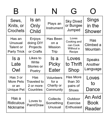 SHARE Women Bingo Card