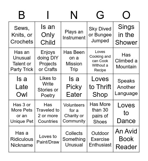 SHARE Women Bingo Card
