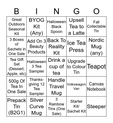 SALE/ FALL BINGO Card