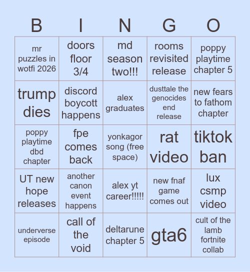 2026 bingocard Bingo Card