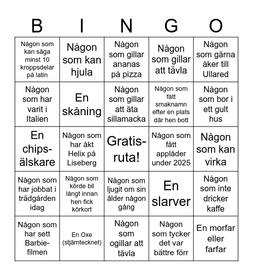 MINGELBINGO NR 6 Bingo Card