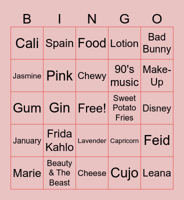 OUR FAVORITE PERSON Bingo Card