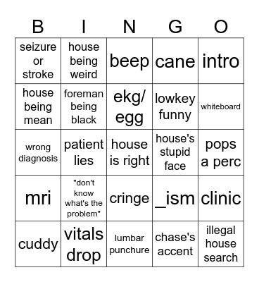 house MD Bingo Card