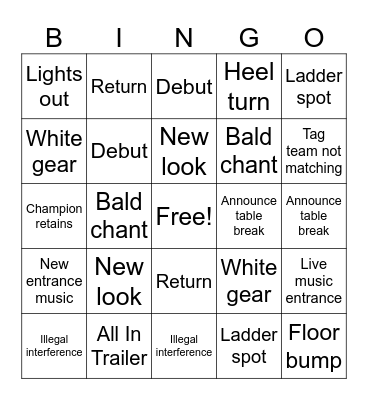 AEW PPV Bingo Card