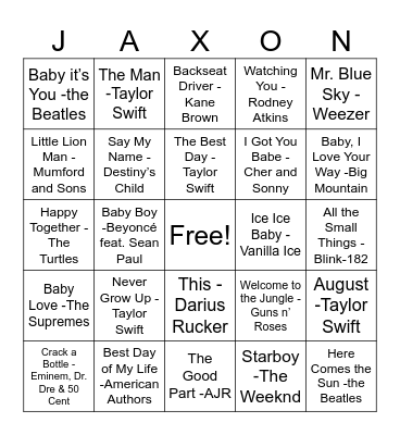 Baby Felps Bingo Card