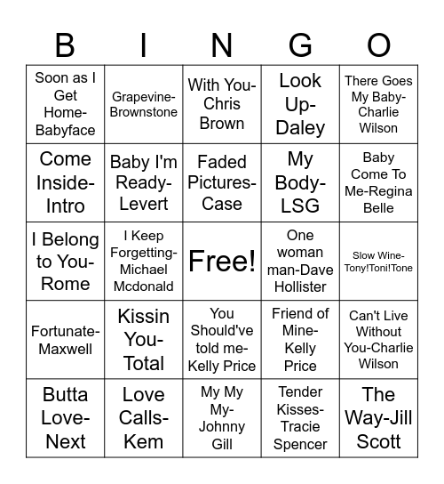 Music Bingo #1 Bingo Card