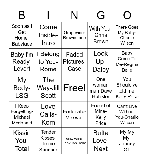 Music Bingo #1 Bingo Card