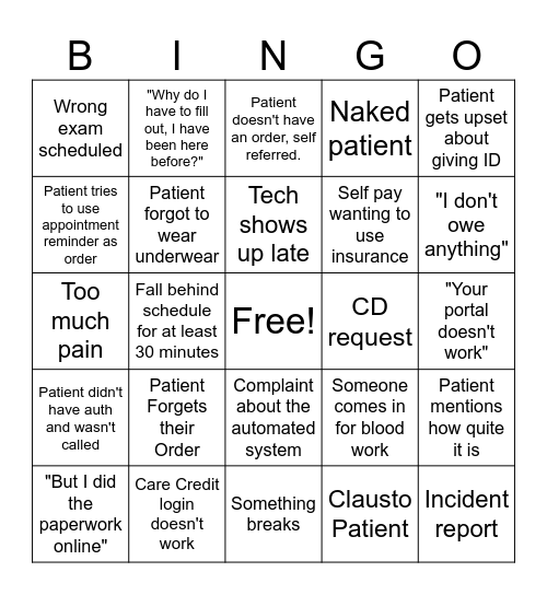 Saturday Bingo Card