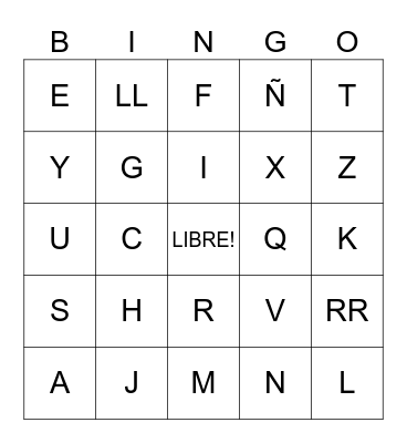ALPHABET CARDS Bingo Card