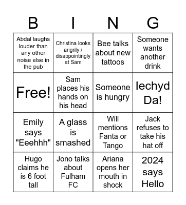 Steve's Card Bingo Card
