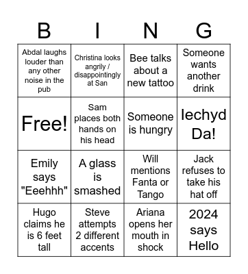 Jono's Card Bingo Card