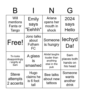 Jack's Card Bingo Card