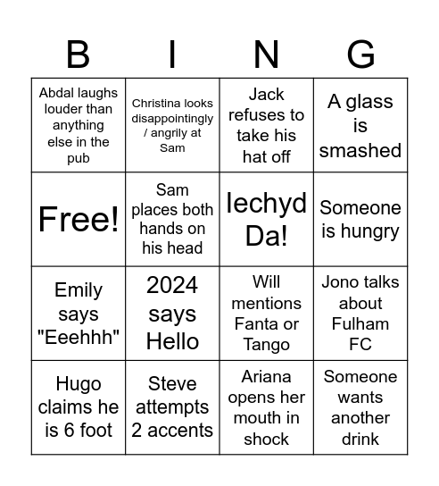 Bee's Card Bingo Card
