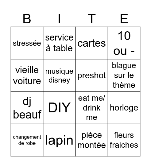 gros zizi poilu Bingo Card