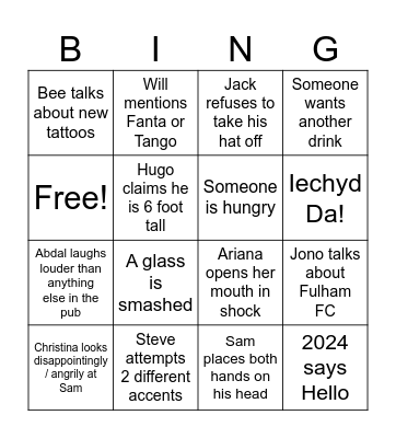 Emily's Card Bingo Card