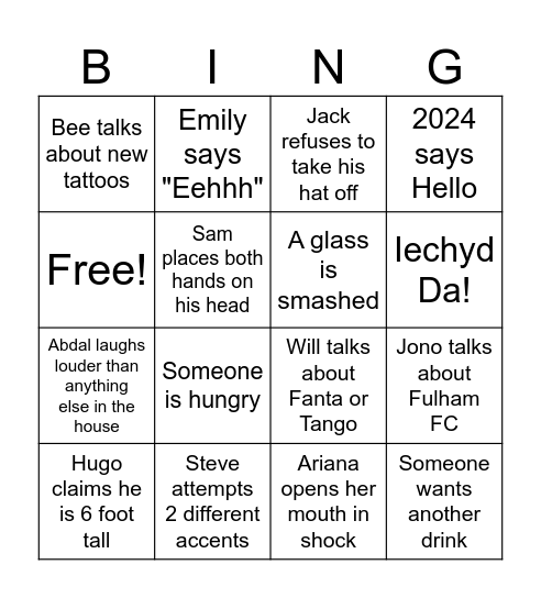 Tiv's Card Bingo Card