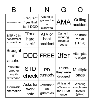 ED MEMORIAL DAY WEEKEND BINGO Card