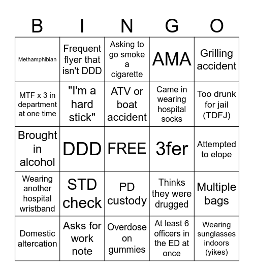 ED MEMORIAL DAY WEEKEND BINGO Card