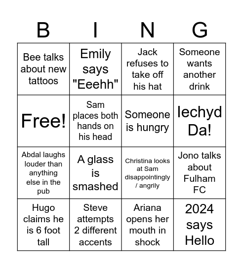 Will's Card Bingo Card