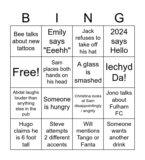 Ariana's Card Bingo Card