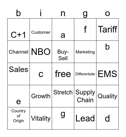 bingo Card