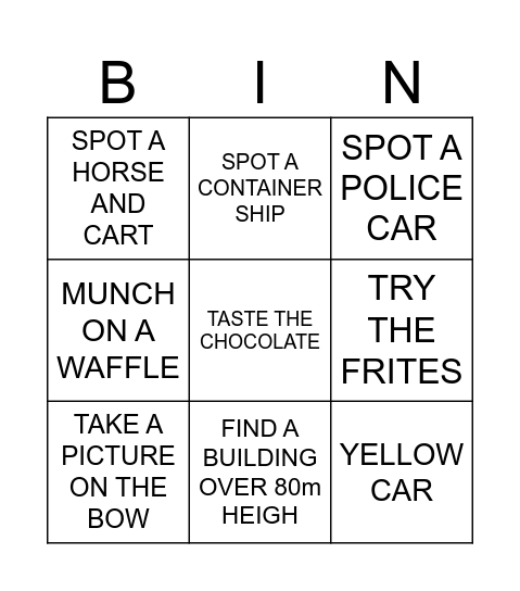 BELGIUM Bingo Card