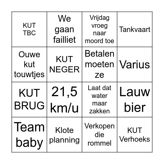 Wesley's TEAM BBQ bingokaart Bingo Card
