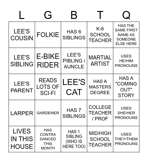 Mingle at Lee's MHA Party! Bingo Card