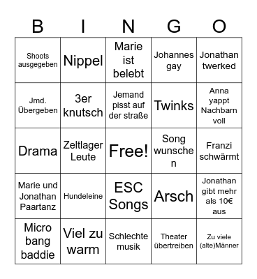 Party Bingo Card