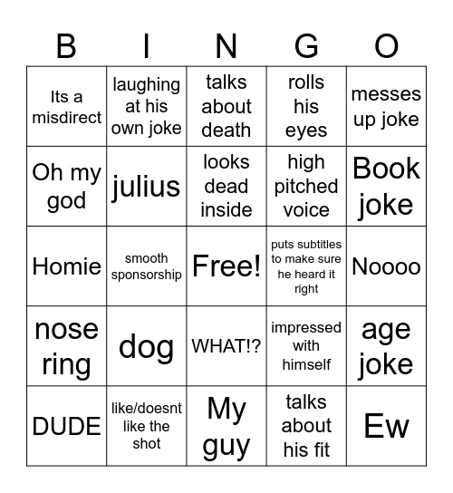 Dylan IS in Trouble Bingo Card
