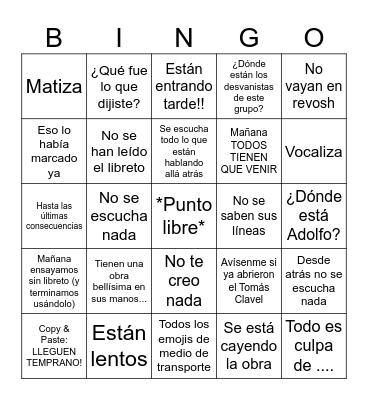 Típico de Félix en temporada de obra Bingo Card
