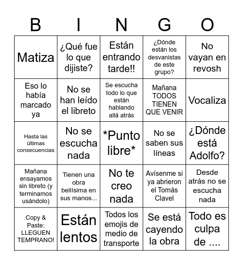 Típico de Félix en temporada de obra Bingo Card