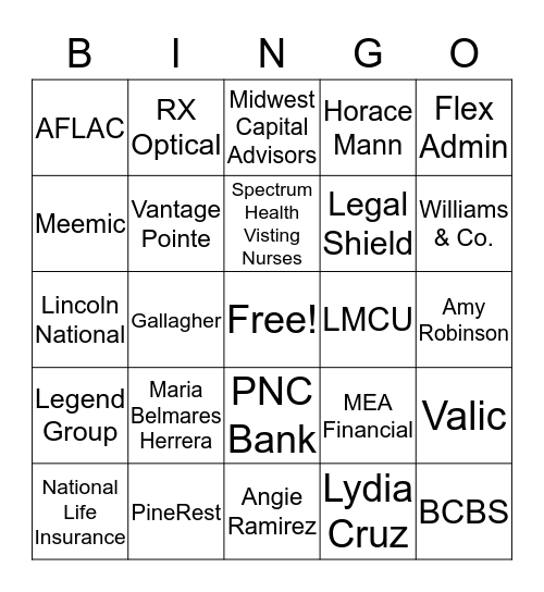 GRCC Benefits Bingo Card