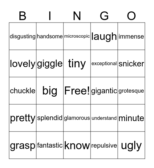 Vibrant Vocabulary Bingo Card