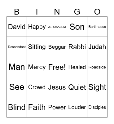 The Blind Man Bingo Card