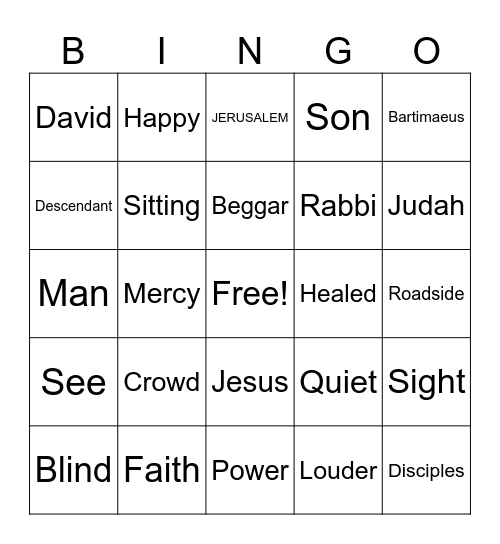 The Blind Man Bingo Card