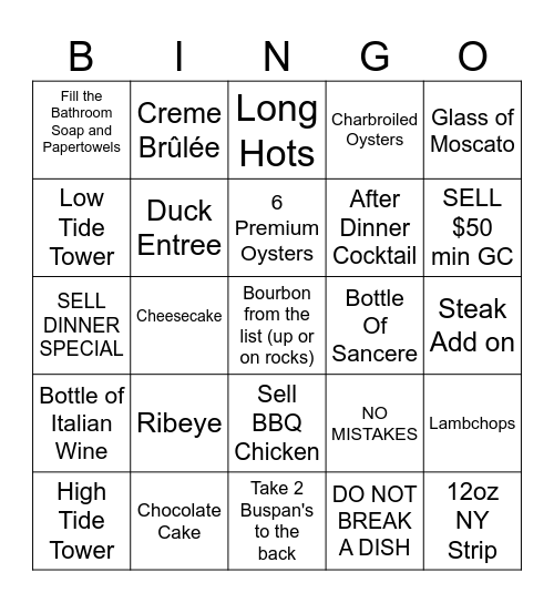 SERVER BINGO Card