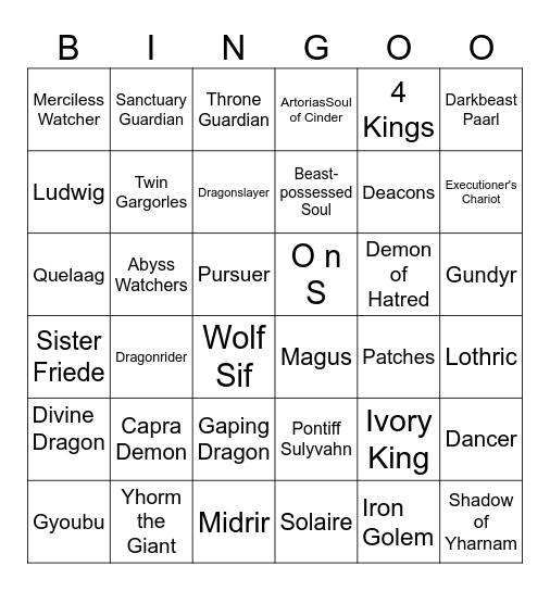 Bosses Bingo Card